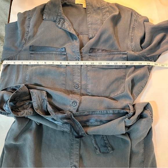 Anthropologie Cloth & Stone chambray utility shirt dress denim tie waist small - Picture 4 of 11
